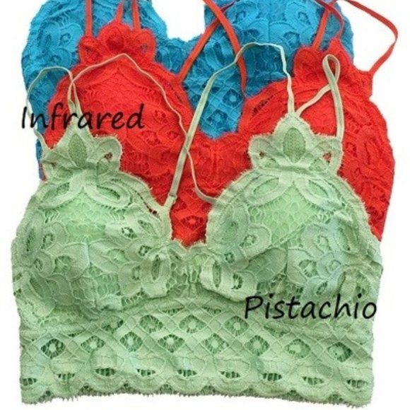 🆕 LIKE FREE PEOPLE Bralette Crochet Scallop Lace Crisscross adjustable strap - Picture 2 of 3